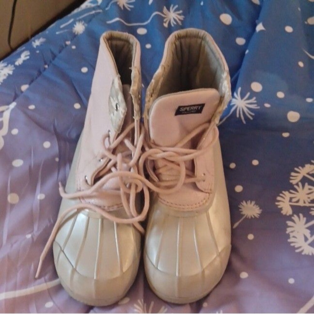 Sperry Lace Up Rain Boot Ankle Pink Camo Duck boots Women's Size 5